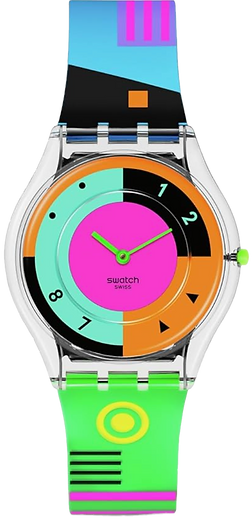 Nostalgic Jewelry: Retro & Vintage Inspired Designs  1980's bright bold flashy jewelry swatch watch neon hot racer plastic watch