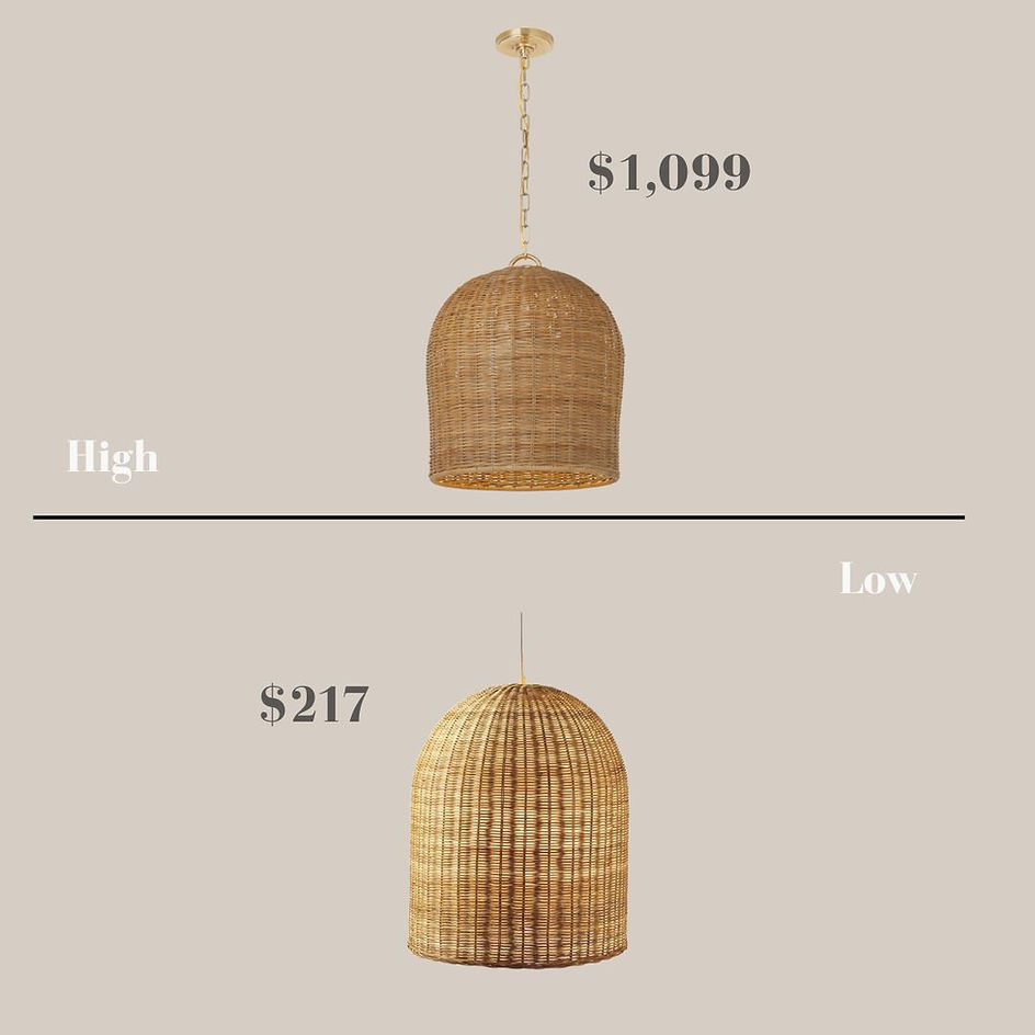Lookalike trendy Ceiling lights chandeliers pendant flush mount lantern lights that looks like lights visual comfort but are affordable and better on a budget brown woven hanging shade