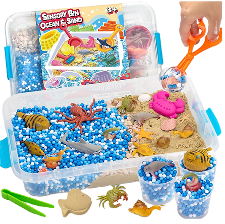 Montessori Based Toys for Mindful Learning ocean and sand sensory bin for kids age 0 - 3 years