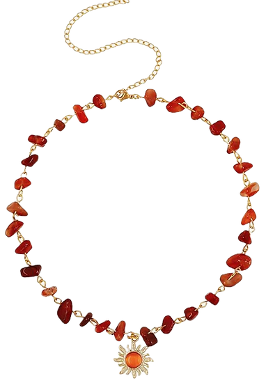 Nostalgic Jewelry: Retro & Vintage Inspired Designs  1970's boho bohemian hippie sun beaded necklace in browns and orange