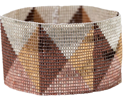 Nostalgic Jewelry: Retro & Vintage Inspired Designs  1970's boho bohemian beaded cuff bracelet in bronze, silver and copper cuff