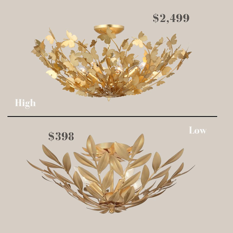 Lookalike trendy Ceiling lights chandeliers pendant flush mount lantern lights that looks like lights visual comfort but are affordable and better on a budget gold gilded semi flush mount fixture