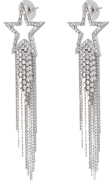 Nostalgic Jewelry: Retro & Vintage Inspired Designs  1980's bright bold flashy jewelry silver sparkly ear stud pave crystal dangle star earrings