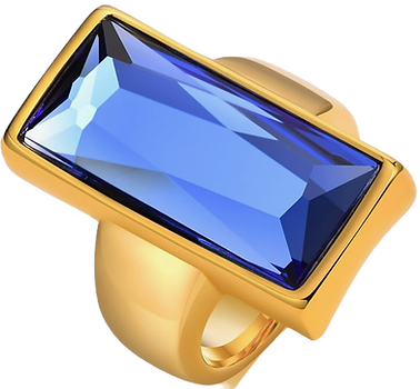 Nostalgic Jewelry: Retro & Vintage Inspired Designs  1980's bright bold flashy jewelry rectangular blue glass and gold chunky crystal cocktail ring