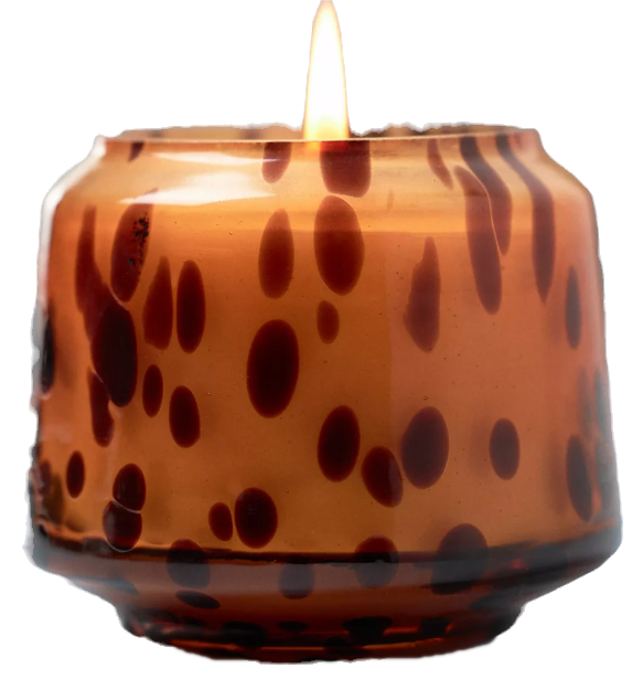 Cozy Autumn Decor and Fall Decorating Ideas. Seasonal autumn decor like this leopard print glass candle that smells of pumpkin and sweet vanilla by anthropologie.