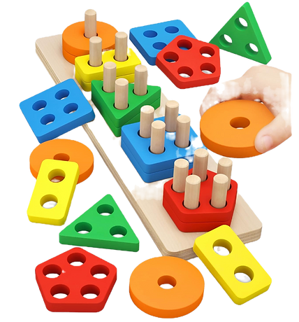 Montessori Based Toys for Mindful Learning  wooden colorful building blocks