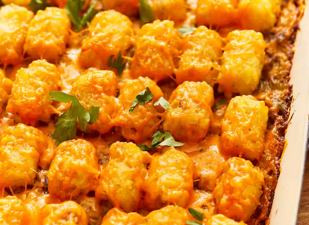 fall and winter comfort food cheeseburger tater tot casserole recipe