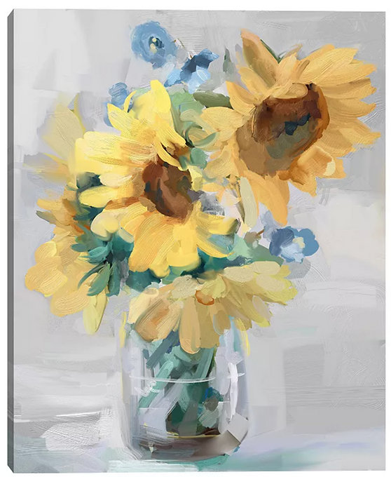 Cozy autumn decor and fall decorating ideas. Seasonal autumn decor like this sunflower canvas painting which can give any room that autumn or fall vibe with it's pretty warm colors.