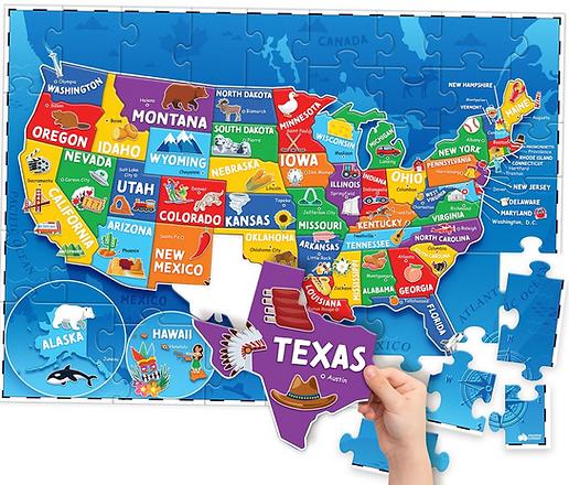 Montessori Based Toys for Mindful Learning  united states puzzle map for kids age 4 - 6 years