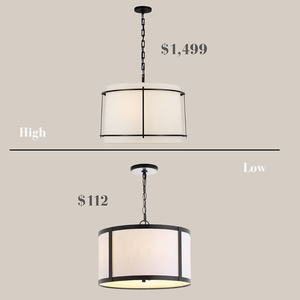 Lookalike trendy Ceiling lights chandeliers pendant flush mount lantern lights that looks like lights visual comfort but are affordable and better on a budget large white and black hanging shade
