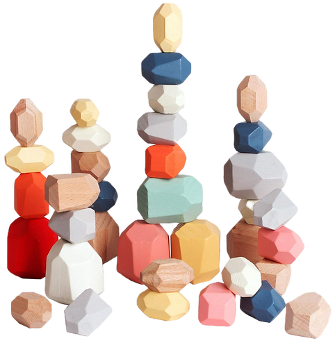 Montessori Based Toys for Mindful Learning  wooden colorful building stacking blocks age 0 - 3