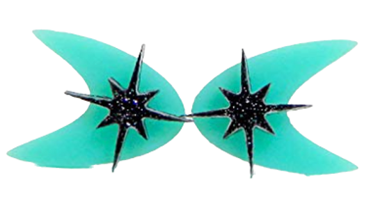 Nostalgic Jewelry: Retro & Vintage Inspired Designs  mid century modern 50's and 60's retro aqua boomerange stud earrings