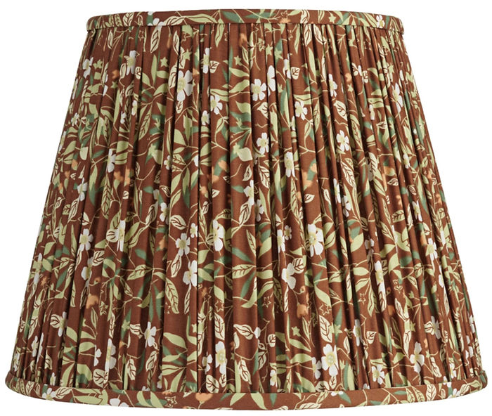 Cozy autumn decor and fall decorating ideas. Seasonal autumn decor like this brown fabric lamp shade in warm fall colors.