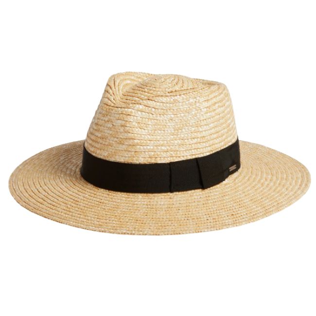 Straw hat with black band for women
