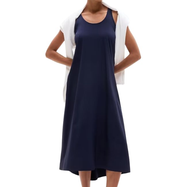 athleta navy wrinkle resistant travel dress