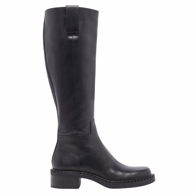 black tall boots with chunky heel