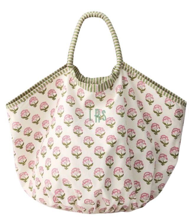 block pring cottagecore tote bag