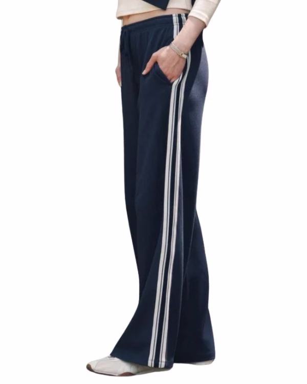 blue and white track pants