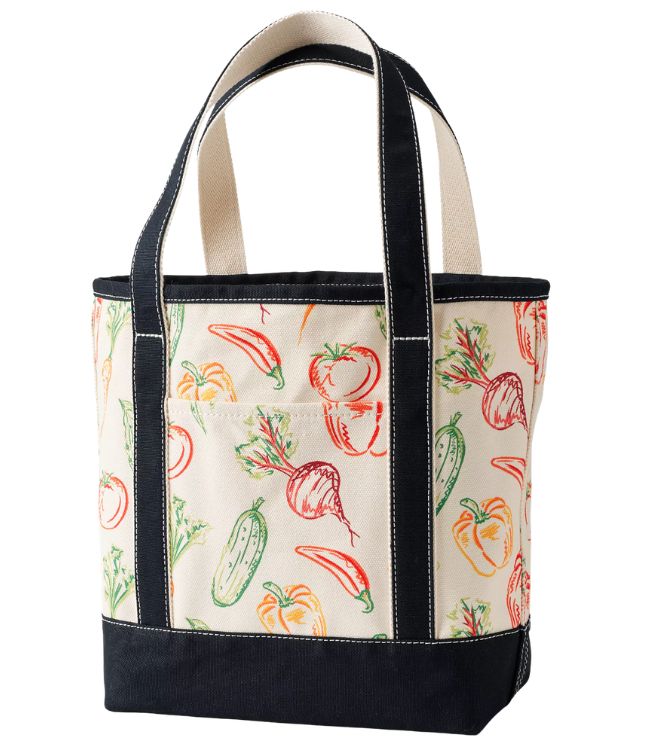 canvas tote with vegetable motif