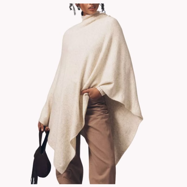 cream long oversized sweater poncho