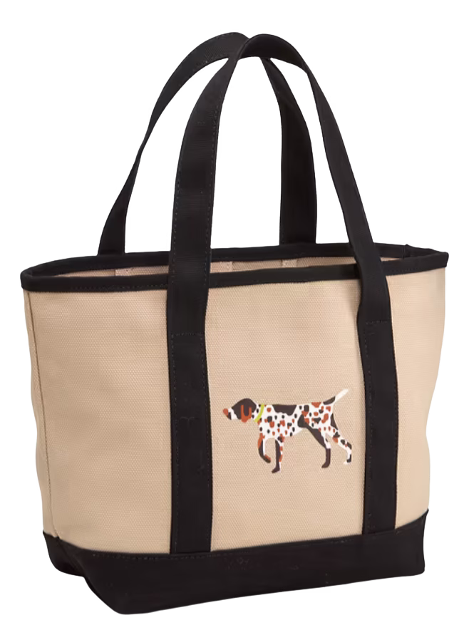 cute canvas tote bag with a dog print in the midde