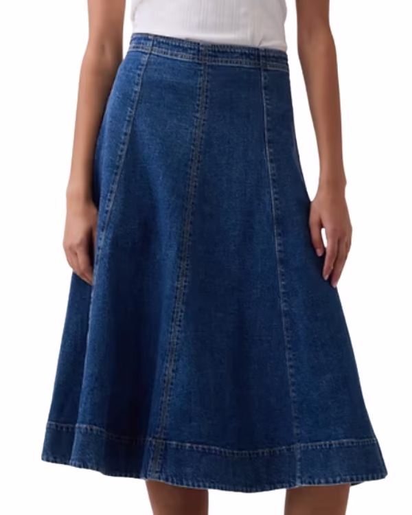 denim aline midi skirt