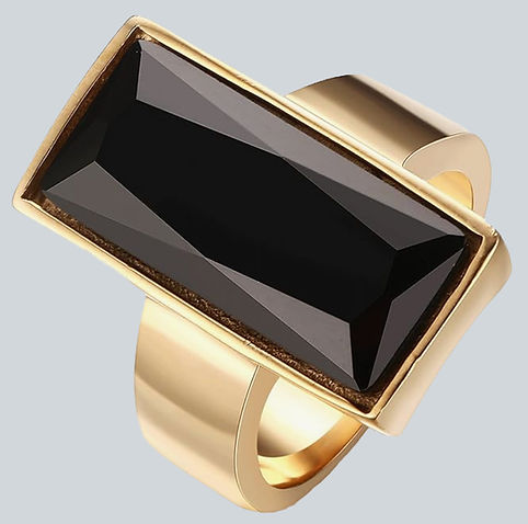 chunky gold black onyx ring