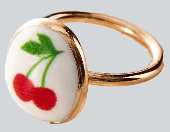 chunky cherry and white gold ring