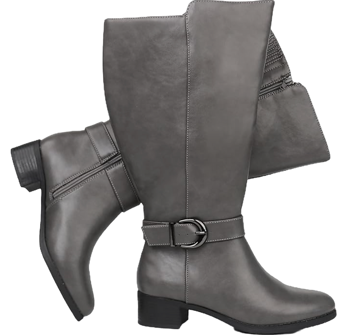 Gray knee high boots for wide calves