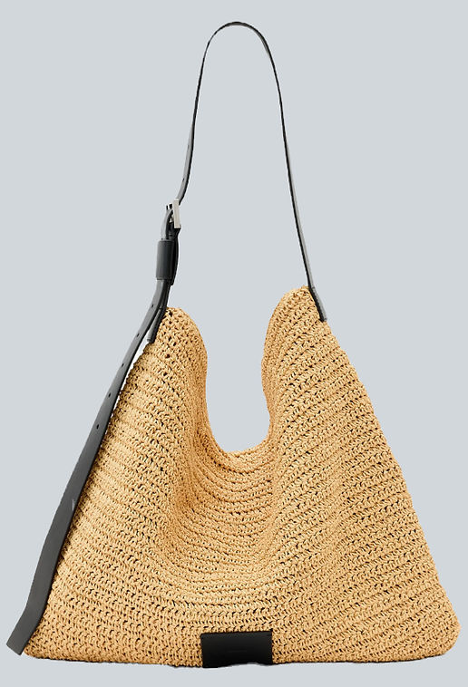 woven straw slouchy hobo bag