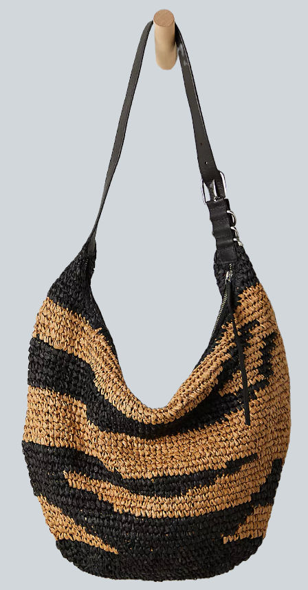 striped free people woven slouchy hobo handbag straw and woven