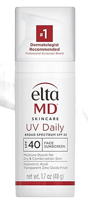 Elta MD sunscreen in a white and red bottle