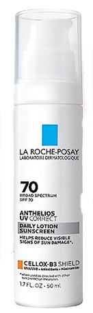La Roche Posay SPF 70 sunscreen in a white bottle