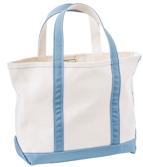 L.L. Bean blue and white canvas tote bag