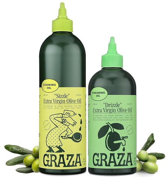 Graza olive oil in green bottles