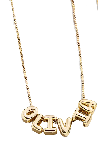 gold bubble name necklace