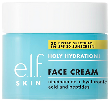 ELF hydration face cream with a blue and white container