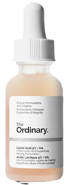 The ordinary serum in a clear bottle with white labels