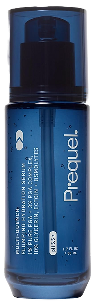 prequel face serum in a black and blue jar