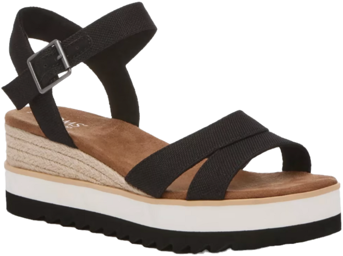 black platform sandal with a white and black sole