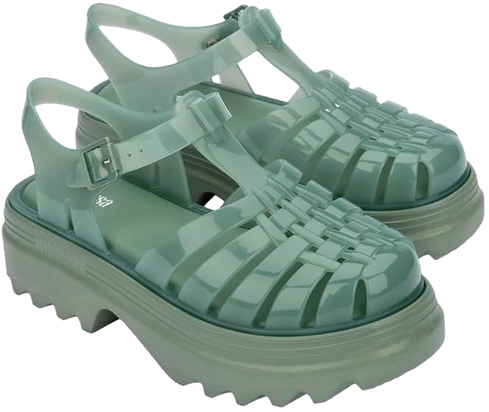 Green Jelly Platform Fisherman Sandals