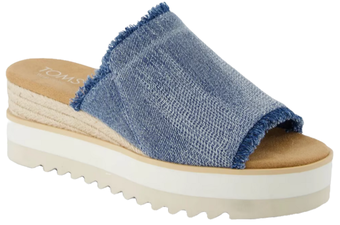 platform slides in denim
