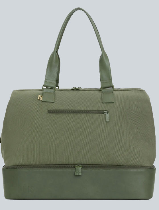 green weekender bag
