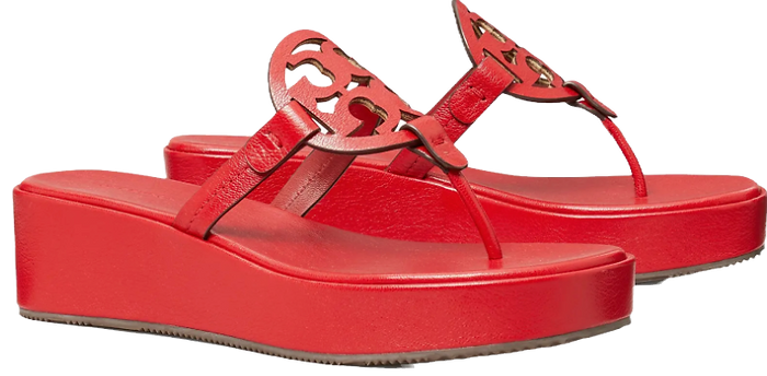 Red Tory Burch Platform Flip Flops