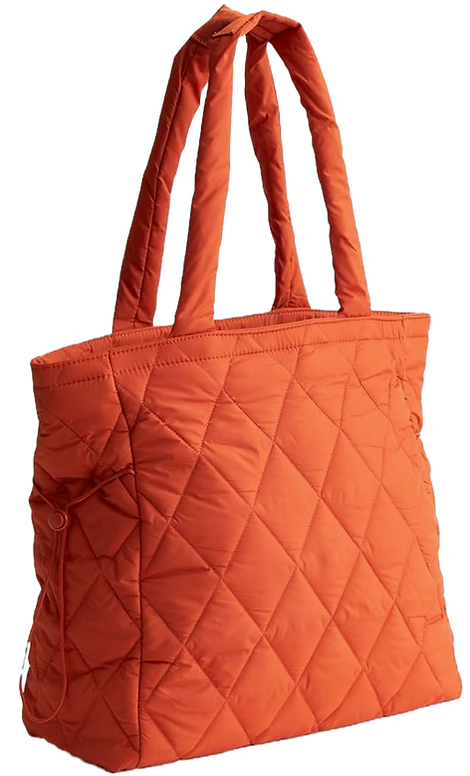 Orange Quilted Tote Bag with top handles similar to MZ Wallace
