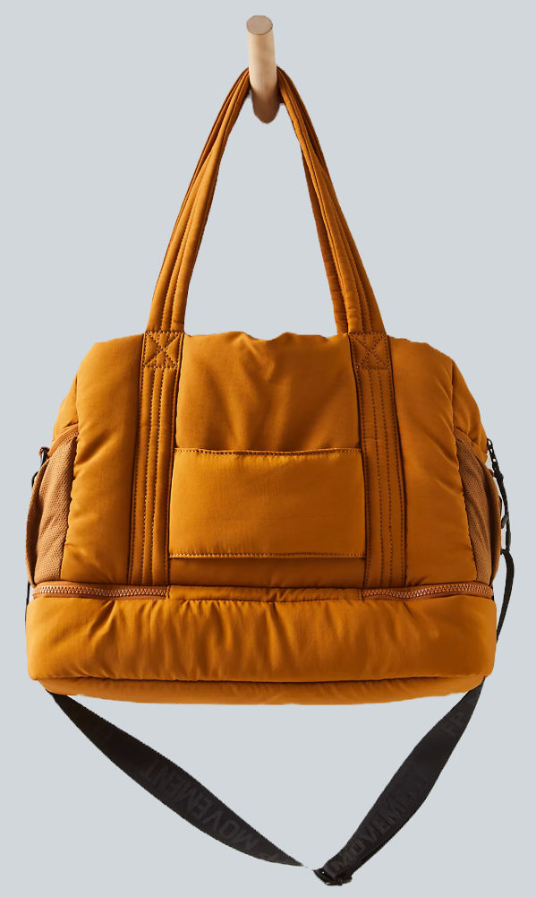 free people orange weekender bag with black strap