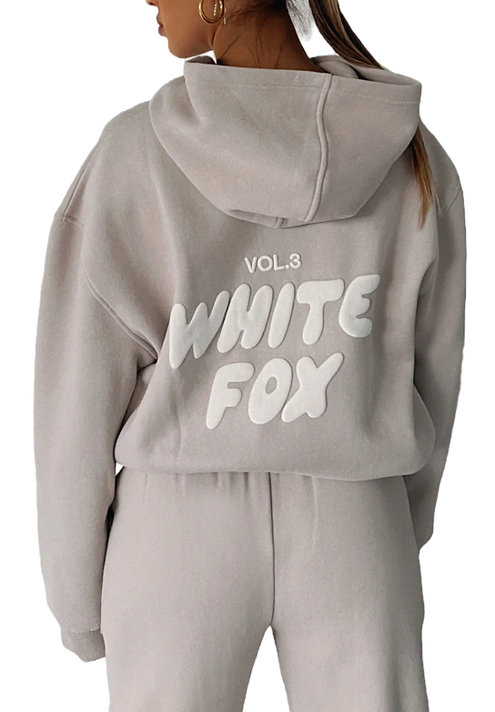 white fox gray and white oversized sweatshirt