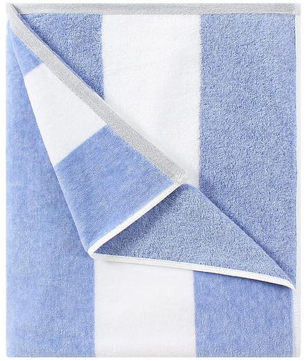 Blue and white striped oversized beach towel