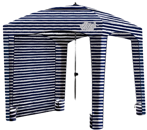 white and blue portable shade tent for the beach