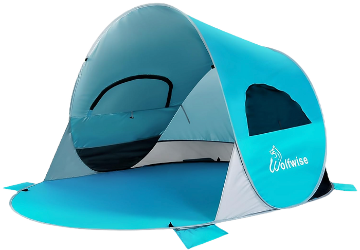 blue tent for the beach for shade